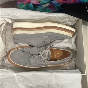 Weber Hodel Feder Gray Suede Brogue Platform Shoes